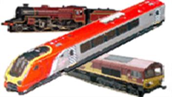 N gauge model trains by Dapol and Bachmann Graham Farish. Steam and diesel locomotive models.