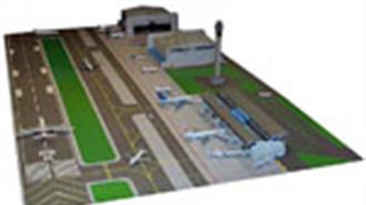 Airport display mats, buildings and service vehicle sets for use with 1:200 and 1:400 scale model airliners.