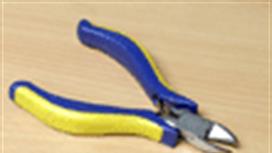 Cutters and pliers including scissors, model railway track cutter shears and mitre guillotine.