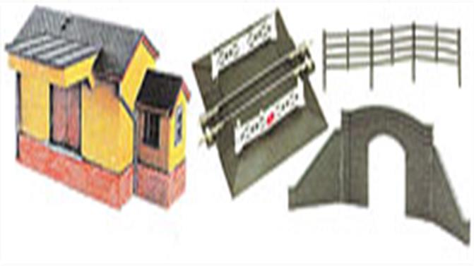 Peco and Modelscene ranges of buildings and lineside accessories for n gauge model railways.