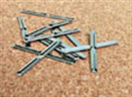 A pack of 24 Peco sl10 fishplates (Rail Joiners) for connecting rail ends together. Provides both mechanical and electrical bonding. For use with Peco Code 100 rail (OO/HO and O-16.5/On30) and code 124 rail (O gauge bullhead track)