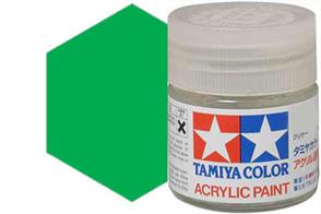 Tamiya X-25 translucent green, acrylic paint suitable for brush or spray painting. Ideal for tinting clear parts, example car rear lights.