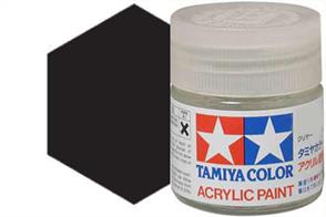 Tamiya X-18 semi-gloss black, acrylic paint suitable for brush or spray painting.