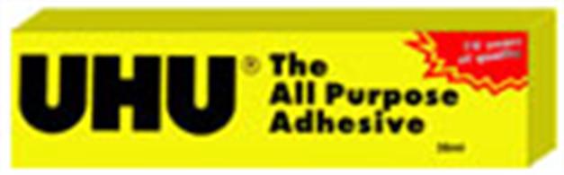 The original all purpose adhesive. UHU all purpose adhesive has been a brand leader for over 60 years. Over that time it has been proven as a fast, crystal-clear universal adhesive for universal applications at home, in the office, for modelling, at school and for crafts. The adhesive film remains elastic when set, to allow for a degree of flexibility.