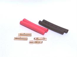 These 4mm gold connectors have 'shovel type' soldering points for easy and reliable soldering and come complete with coloured heat shrink.