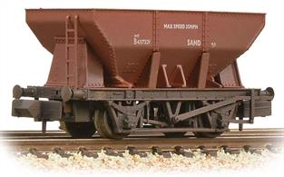 Detailed model of the British Railways 21 ton capacity iron ore hopper wagon.These all-steel wagons were also used for other aggregate products including sand where hopper discharge facilities were available at the receiving terminal.