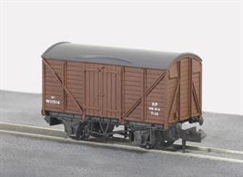 Model of a standard GWR design ventilated box van as running in British Railways ownership painted in bauxite brown livery.Railway companies all had a stock of their own vehicles for carrying goods and merchandise around their network, and also onto other companies' routes as and when required. These were integrated into British Railways at Nationalisation; some of them to be once more re liveried under sectorisation as the network was prepared to be returned to private ownership. All Peco wagons feature free running wheels in pin point axles. The ELC coupling, whilst compatible with the standard N gauge couplings, keeps a realistic distance between the vehicles and enables the PL-25 electro magnetic decoupler to be used for remote uncoupling.