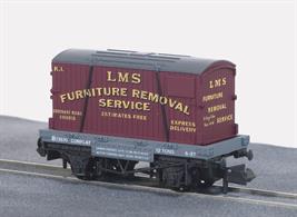 LMS Furniture Removals Conflat with ContainerOnce dubbed 'the suitcase of industry' these railway containers were the precursor of the modern container, allowing a contained load to be quickly unloaded or transhipped from rail to road transport. All Peco wagons feature free running wheels in pin point axles. The ELC coupling, whilst compatible with the standard N gauge couplings, keeps a realistic distance between the vehicles and enables the PL-25 electro magnetic decoupler to be used for remote uncoupling.