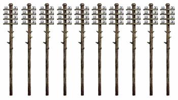 10 Telegraph poles, these also carried railway bell codes and phone connections between signal boxes and stations as well as GPO lines. Height approx 50mm