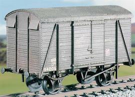 The Southern Railway revised its distinctive triple-arc roof ventilated box van design in the 1930s to make better use of thin planks with a 2 wide + 2 narrow planking arrangement. This kit builds a model of the vans built from 1941 to 1944 using the 10ft wheelbase RCH type underframe, including 500 vans supplied to the LMS and 650 to the GWR. This kit has been produced under the Ratio banner for many years and has now been merged into the Parkside range of wagon kits.