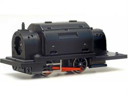 Chassis unit from the Kato Festiniog Railway England locomotive models.A useful power unit for OO9 modellers with a high specification motor, flywheel and drive chain. Several of the additional saddle tank weights can be removed to fir withing narrower body shells.