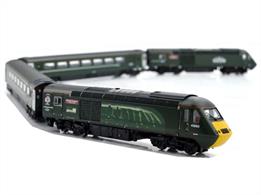 Dapols' nicely detailed model of the BR InterCity 125 HST trains finished in the new GWR green livery as formed into 4-coach 'Castle' sets for regional services across the GWR network.This book set commissioned by Gaugemaster contains class 43 locomotive power cars 43093 Old Oak Common HST Depot 1976-2018 in its' special livery with images of the locomotives working from the GWR Old Oak Common depot through the years and 43041 St Catherines Castle. Two coaches are supplied in the book set, TS second class coach 48103 and TGS second class coach with guards office 49101, both with printed detailing to represent the sliding doors. Two additional coaches are available separately.