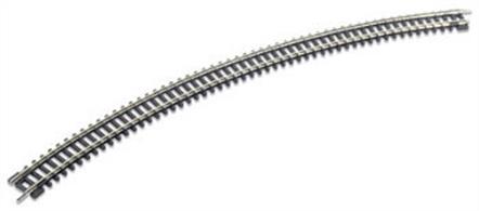 A new large radius Setrack curve. This is ideal for those wanting to run long passenger trains and modern goods vehicles at speed without derailments.Radius 333.4mm/13.1in. Angle 45 degrees. 8 required to for a complete circle.Peco track is manufactured in Great Britain using quality nickel-silver rail which offers good electrical conductivity and corrosion resistance. Setrack track is supplied with fishplates already fitted and is compatible with the track supplied with Graham Farish train sets. Suitable for use with all manufacturers' N gauge model trains.