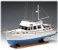 This marvelous reproduction of a ship of the line Grand Banks, now known and appreciated throughout the world. The construction of these offshore Yachts began in 1965 with an idea of a certain Robert Newton, who decided to build a boat made to measure for him. The development project developed from a working trawler, very widespread in North America in the area of New Foundland where the Grand banks can be found, hence the name of these diesel powered boats.The kit includes glass fibre hull, with laser cut frames for bulkheads, and decking. Also included are the wooden superstructure sheets, brass and wooden fittings, resin details. The instruction booklet is very detailed, taking you through every step of construction. Due to the large hull, this model can be Radio Controlled. Scale 1:20, Length: 720mm.Skill Level 3