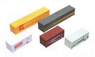5 freight containers for use with freight container depots, cranes and wagons.