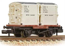 British Railways container 4-wheeled flat wagon with two BR insulated containers