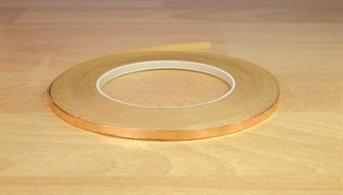 Ideal for Buzz Bars on small (N Gauge or OO Gauge) Layouts, A 20 metre x 5mm wide reel of Copper tape, Self adhesive Conductive Tape for use in wiring Dolls Houses and Model Railways. Perfect for installing lighting systems using LED - Grain of Wheat - Grain of Rice Bulbs.