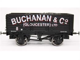 Antics Special Edition Dapol OO Gauge 7 Plank Open Wagon Lettered Buchanan (Gloucester) Ltd in later arc style.We have ordered the Buchanan (Gloucester) Ltd wagon with delivery planned for late Q2 2023.W.L.Buchanan built up a small fleet of wagons based in the docks at Gloucester, most likely bringing in coal and returning with loads on imported timber. Initially the company name was signwritten diagonally, but this later view shows a wagon after the formation of the limited company with the company name displayed in an arc. 