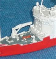 Fine resin kit of the Royal Navy's Ice Patrol vessel HMS Endurance. Resin hull and parts with brass detail and transfers.