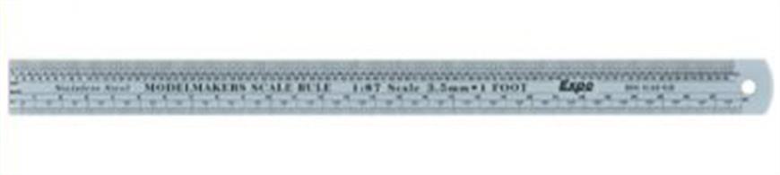 741-03 Scale Rule 3.5mm = 1 foot (HO Gauge).Manufactured in hard chrome finish stainless steel.Rule is approximately 12 inches long and has both Metric &amp; Imperial Scales.