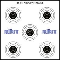 Pack of air and BB gun card target sheets with concentric red, white and blue circles, providing a readily visible aiming point.Suitable for use with BB guns and air guns. Can be mounted in a pellet catcher or other target holder, or pinned to a suitable board.Remember that pellets will continue after passing through the target, always ensure that pellets will be stopped and trapped behind the target.
