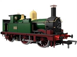 Detailed model of the GWR 517 class 0-4-2T, recreating the class after 1900 with lengthened wheelbase, choice of open or enclosed cab and original or extended 'Swindon' style bunker. Designed by George Armstrong and built at Wolverhampton between 1868 and 1885 these engines were intended for branchline and local passenger service all across the GWR system. Many were modified for auto train pull-push working and proved so successful that the Collett 48xx class built in the 1930s to replace them was little more than a modernised version, with newer 517 boilers being modified to fit the new engines.Model of GWR number 539 with 'half-cab' and straight-backed bunker finished in 1900-1906 livery style of GWR green with indian red frames and polished brass boiler fittings. DCC sound factory fitted.