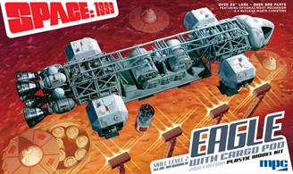 The Eagle Transporter is the iconic capital spacecraft featured in the Gerry Anderson show Space:1999. The previous release of the 12” version of the ship has always been well-received by fans and modelers everywhere. MPC now releases an ALL-NEW large format kit of the ship. It has been exhaustively researched for accuracy and features spring-loaded landing foot pads, pilot figures and all decals needed to fully decorate the ship.Based on the Gerry Anderson show Space:1999Nearly 22” longNearly 300 parts