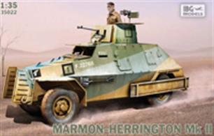 IBG Models 1/35 Marmon-Herrington Armoured Car Mk.II ME Type Middle East Kit 35022The model has a fully detailed chassis engine and transmission. Doors and hatches can be assembled in the open or closed position. Some components are photo etched.The turrret is moulded in one piece. Decals are supplied for 2 versions. A step by step assembly and finishing guide is supplied.Glue and paints are required to assemble and complete the model (not included)