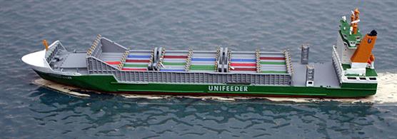 A 1/1250 scale, waterline, metal model of Unifeeder's Sietas 178 container ship, Hienrich Ehler of 2008.