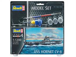 Revell 65823 1/1200 Scale USS Hornet CV-8 Aircraft Carrier Model SetLength 206mm	Number of Parts 36Comes with glue and Paints