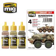 MIG Productions 7104 Bundeswehr Afghanistan Scheme Paint SetSet of accurate colours for Bundeswehr camouflage patterns3 Jars - 17ml
