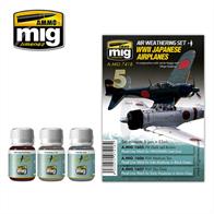 MIG Productions 7418 Japanese WW2 Airplanes Air Weathering SetSet for washes for detailing of WW2 Japanese AircraftSet with 3 Panel Line Wash Jars - 3 x 35mlIncludes 3 colours from Panel Line Wash line allowing you to easily outline aircraft.