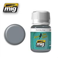 MIG Productions 1607 Enamel Panel Line Wash - Sky GreyEnamel Panel Line Wash 35ml JarWash for aircraft and vehicles painted in light colours.
