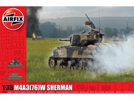 Airfix 1/35 M4A3(76)W Battle of Bulge WW2 Tank Kit A1365Number of parts    Length 171mm   Width 80mm