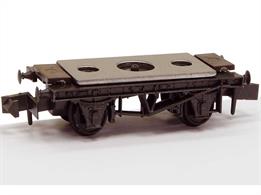 N gauge steel underframe chassis kit with disc wheels.