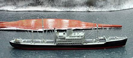 A 1/1250 scale model of the German repair ship Huascaran in 1943 by CM Miniaturen CM-P 72