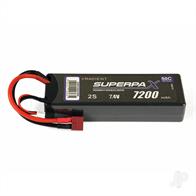 A powerful, hard case, 2S Radient Superpax LiPo with a whopping 7200mAh capacity, 50C discharge rate and common HCT connector 