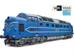 In 2023 the Hornby Dublo Deltic model fills a hole in Hornby history with the DP1 Deltic featuring on the cover of the 2nd edition catalogue in 1960, but never actually being made in physical form unlike the Class 55 Deltic, which did receive a Hornby Dublo incarnation. This model is fitted with a diecast body, 21 pin DCC decoder socket for digital operation, a 5 pole motor with dual flywheels and dual bogie drive. This is surely, not a Dublo model to be missed.Model fitted with a factory installed HM7000 bluetooth controlled sound decoder.