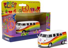 Corgi CC02739 1/43rd Volkswagon Campervan Peace Love and Rainbows