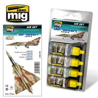First range of high quality paints with FEDERAL STARNDARD references for aircrafts. This pack of 4 colors includes the three camouflage colors for most of Israeli fighters and the color for lower parts, a characteristic gray. The colors are based on FEDERAL STANDARD references and colors are accurate. All products are acrylic and are formulated for maximum performance both with brush or airbrush. Water soluble, odorless and non-toxic. Shake well before each use. Each jar includes a stainless steel agitator to facilitate mixture. We recommend A.MIG-2000 Acrylic Thinner for a correct thinning. Dries completely in 24 hours. Colors included: A.MIG-200 FS 33531 MIDDLESTONE A.MIG-201 FS 34424 LIGHT GRAY A.MIG-202 FS 30219 TAN A.MIG-203 FS 36375 LIGHT COMPASS GHOST GRAY