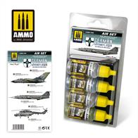 Included are the colours required to paint legendary aircraft such as the F-104 Starfighter and the famous Panavia Tornado. This set provides you with all the correct colours saving a great deal of time. These colours are accurately matched and slightly lightened to compensate for the scale effect. Optimized formula for maximum performance with both brush and airbrush, this set contains 4 colours in 17ml containers. Shake well before each use. Each bottle includes a steel mixing ball for thorough mixing. Water soluble, odourless and non-toxic. We recommend thinning with A.MIG-2000 Acrylic Thinner, colours dry completely within 24 hours. Colors Included: A.MIG-0226 ACRYLIC COLOR FS-36622 Gray A.MIG-0235 ACRYLIC COLOR FS-36152 Dark Grey AMT-12 A.MIG-0227 ACRYLIC COLOR FS-25042 Sea Blue (ANA 606) A.MIG-0240 ACRYLIC COLOR FS-34086 (ANA 613)