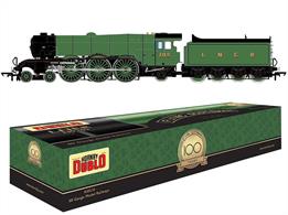 This Hornby Dublo diecast Flying Scotsman 100 years model features the locomotive as it would have appeared 1946 in LNER paintwork but renumbered 103 under the scheme created by Edward Thompson. The locomotive is finished in a beautiful gloss paint which couples with the diecast boiler to create a finish close to that that could have been seen on the full size locomotive. The model is powered by a strong 5 pole motor and features cab detailing including crew figuresDCC ready with socket for 8 pin decoder.