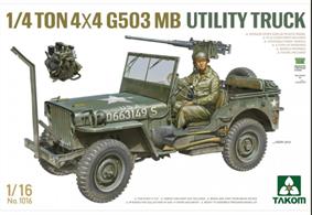 Iconic WWII light utility army vehicle, official designation Truck, ¼-ton, 4x4, command reconnaissance. Workable front wheel steering Detailed engine Wire cutter Choice of 4 markings Figure included 1:16 scale model kit from Takom, requires paint and glue.