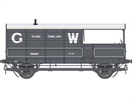 A highly detailed model of the GWRs standard 24-feet length goods train brake van, introduced from 1912 and built, with many detail differences, until 1950. The long wheelbase of these vans gave the guard a good ride, with a very effective hand brake and a large cabin which allowed extra crew to be accommodated. This model finished as diagram AA15 Toad number 56683 in GWR goods grey livery. This diagram featured self-contained style buffers and J hanger type secondary suspension. 25in height lettering, used until 1921.