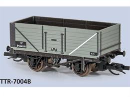 Peco have produced a nicely detailed model of the 7 plank open wagon based on the RCH 1923 design for the TT:120 range.The 7 plank open coal wagons were probably the most common wagons on Britains' railway network throughout the steam era. The standard 12-ton capacity coal wagon was introduced from circa 1907, with the design updated in 1923. Large numbers of these wagons were owned by the railway companies, colliery companies and coal factors, while the small fleets of local coal merchants often carried colourful advertising liveries.Model finished in British Railways goods grey livery, representing the many thousands of former private-owner wagons inherited by BR at nationalisation.
