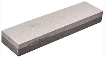 This 200mm (8") dual-sided aluminium oxide combination sharpening stone is has coarse 120 grit (darker grey) on one side medium 240 grit (lighter grey) on the other side. VERSATILE: It is ideal for sharpening chisel blades, knives, scissor blades, etc.