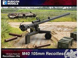 The M40 Recoilless Rifle is a portable, crew-served 105mm recoilless rifle made in the US. Intended primarily as an anti-tank weapon, it could also be employed in an antipersonnel role with the use of an antipersonnel-tracer flechette round. The kit can be assembled in firing or loading mode, with spare ammo and 4 weapon crew.