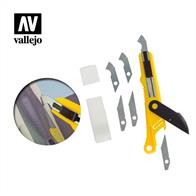 This useful tool is ideal for scribing and cutting tasks in laminated plastics and acrylics. The unique design of the scribing blade ensures clean, smooth scribed lines, leaving no burrs. Includes blade lock button and finger grip, it comes with 5 spare blades.