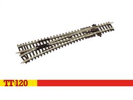 Point work is an essential part of any model railway, allowing you to connect circuits or create complex shunting yards. This point is left hand, unsurprisingly this means the track spur comes off on the left of the main line. This code 80 track piece is ideal for constructing your layout and is compatible with other code 80 track. Hornby TT:120 points measure 166mm along the main track, with a 15 degree, 640mm track spur.Length 166mm curve radius 640mm, angle 15 degrees. Use TT8007 to create parallel track.