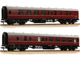 Detailed model of the British Railways mark 1 BSK second class side corridor compartment coach with brake and luggage stowage van number SC35393 equipped with BR1 bogies and finished in lined maroon livery.